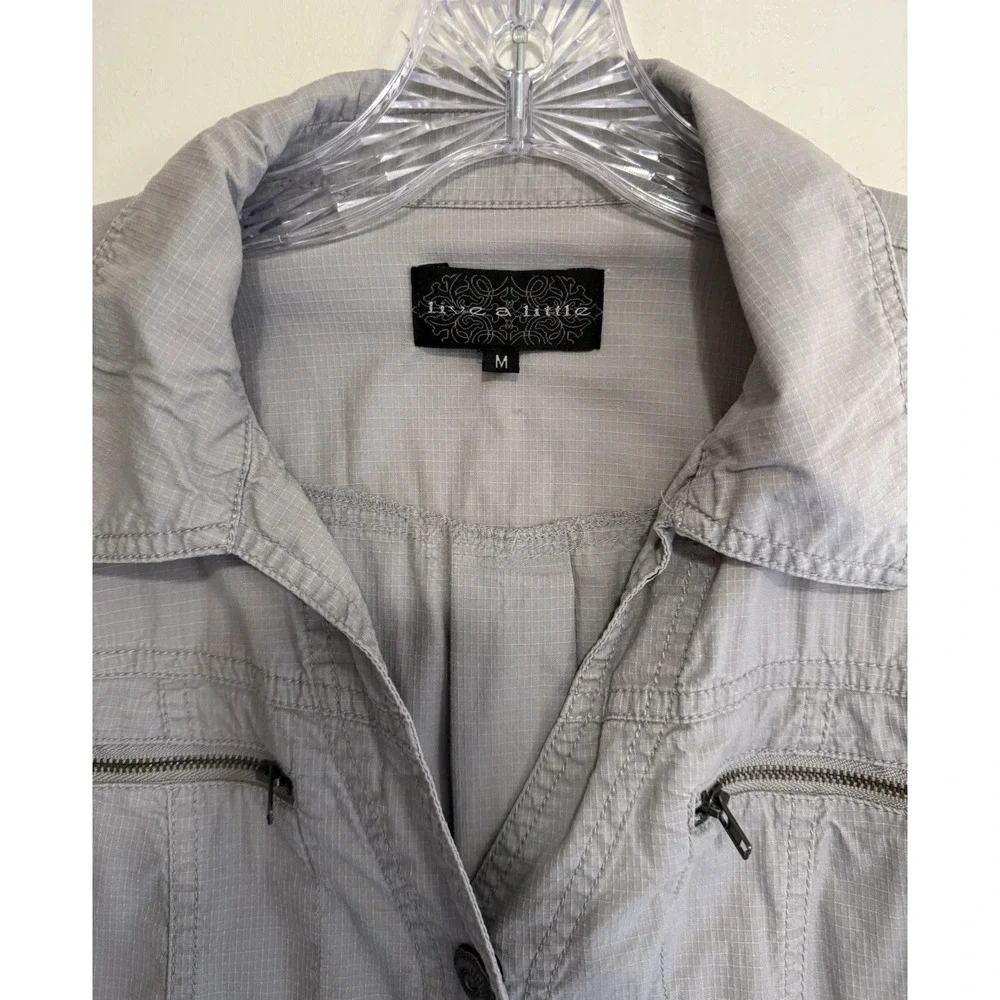 Live‎ A Little Gray Button Jacket Zipper Pockets Layer Business Casual